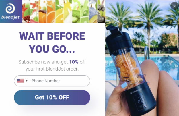 email pop up with striking product photo