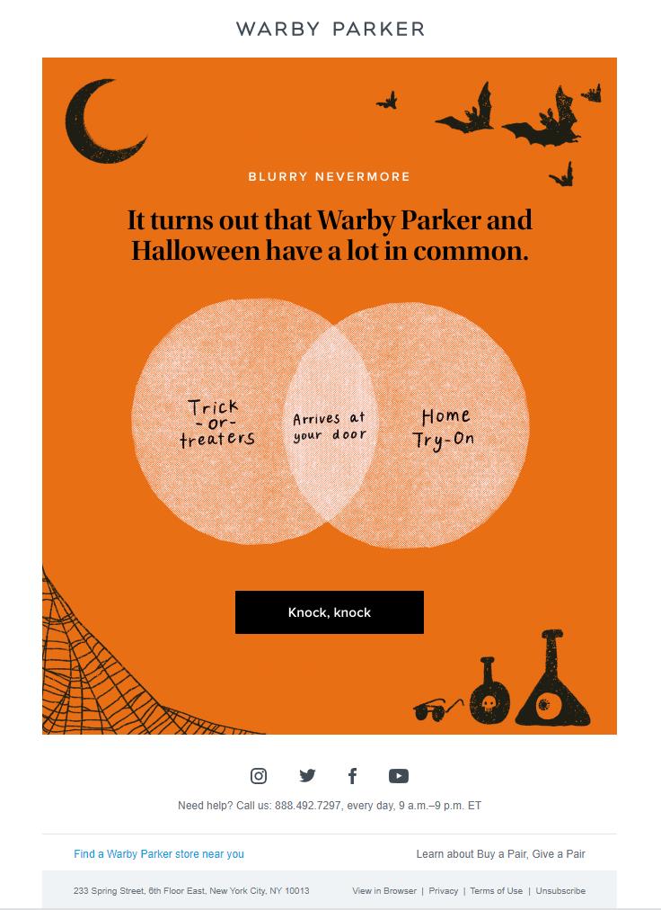 warby parker halloween email