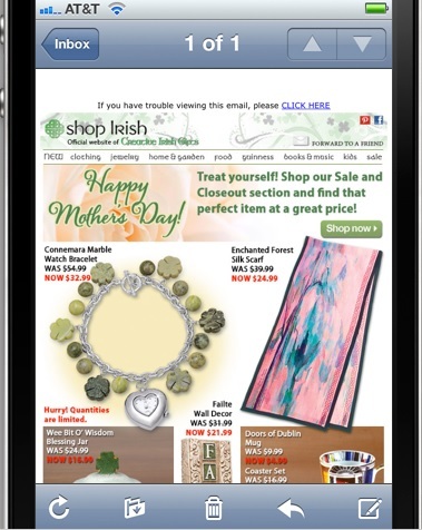 bad email design example on mobile