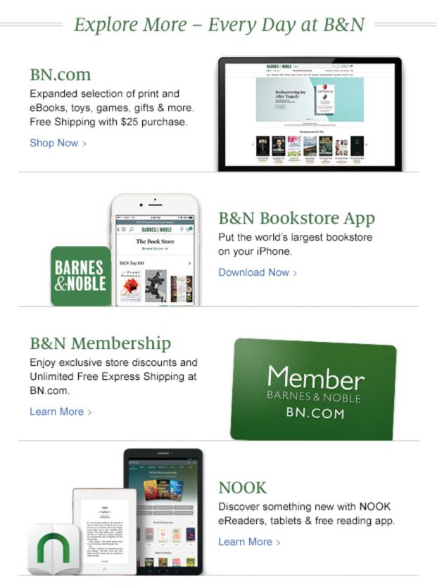 b&n ecommerce newsletter example