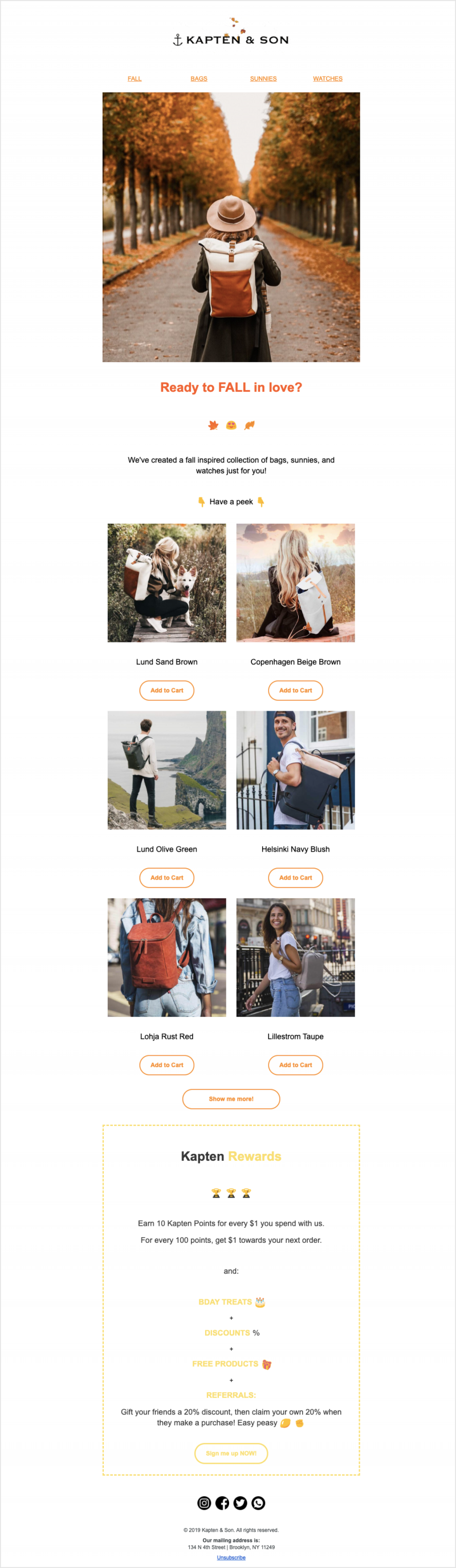 Newsletter sample featuring Fall season accessories