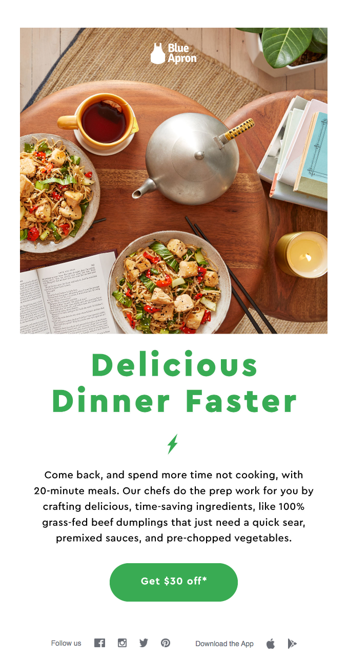 Win-back email sample from Blue Apron