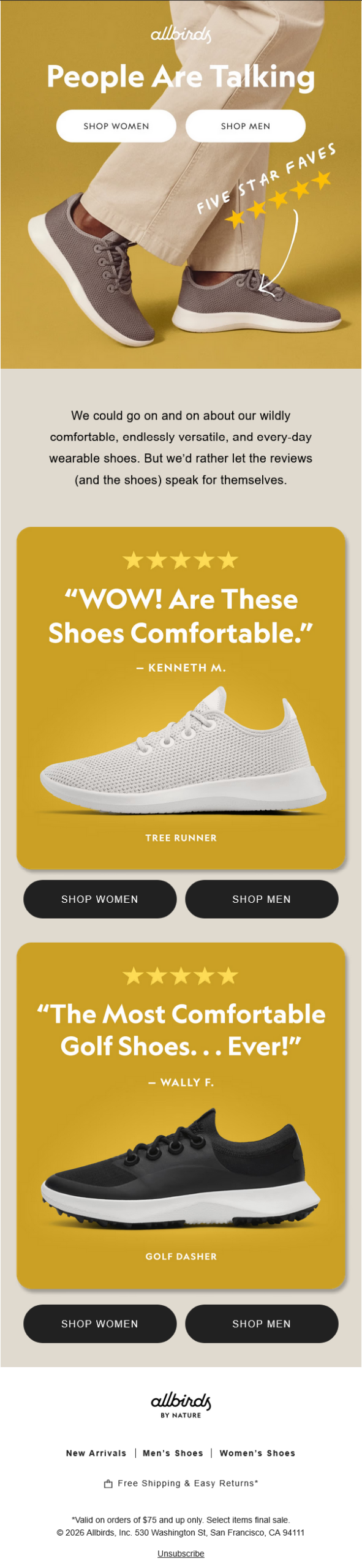 Allbirds People Are Talking campaign email